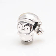 Authentic 925 Silver Christmas Penguin Bells Beads Fit Original charms Bracelet Necklace Pendant 2024 - buy cheap