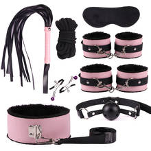 Plush Leather Erotic Sex Toys BDSM Bondage Kits Sex Handcuffs Nipple Clamps Whip Mouth Gag Bdsm Bondage Set Adults Game Sex Shop 2024 - buy cheap