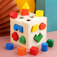 Juguetes de madera con 15 agujeros para niños, formas geométricas, bloques de construcción a juego, cognición, juguetes educativos para niños 2024 - compra barato