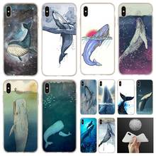 Watercolor Whale Soft Silicone Case For iPhone 13 12 11 Pro 7 8 6 6s Plus XR XS Max Cover Mini SE 2020 Funda Etui Bag 2024 - buy cheap