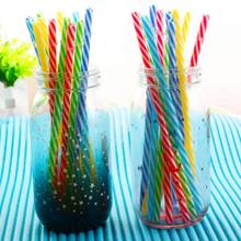 10 Pcs Random Color Reusable Hard Plastic Stripe Drinking Straws Wedding Party Decor Bar Juice Drinking Rainbow Straw Supplies 2024 - buy cheap