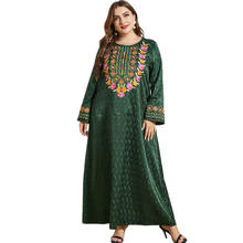 Plus Size Embroidery Abaya Muslim Women Long Sleeve Maxi Robe Ethnic Arab Kaftan Middle East Turkish Dubai Ethnic Islamic Dress 2024 - buy cheap