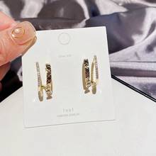 MIGGA 2021 Unusual Design Cubic Zirconia Paved Geometric Stud Earrings Gold Color Trendy Women Jewelry 2024 - buy cheap