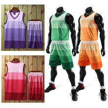 Conjuntos de camisetas de baloncesto gradiente para hombre, uniformes de camisa de baloncesto universitario, kits de baloncesto baratos, traje con bolsillos laterales personalizados 2024 - compra barato