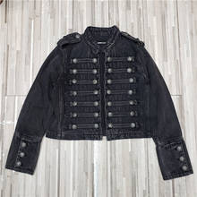 Loose Button Split Short Denim Jacket Women 2021 Spring Autumn Stand Collar Long Sleeve Fashion Vintage jeans Coat Tide H1363 2024 - buy cheap