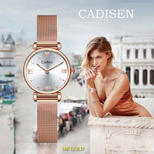 2020 CADISEN Luxury Ladies Watch Fashion Creative 18K Gold Women Wrist Watches Ultra thin Mesh Strap Waterproof Relogio Feminino 2024 - buy cheap