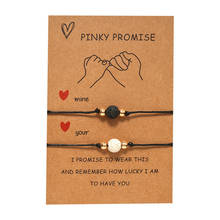 Pinky Promise Friendship Paper Card Bracelet Women Adjustable Natural Stone Lucky Black String Bracelets Femme Fashion Jewelry 2024 - buy cheap