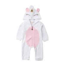 0-24M Newborn Baby Girl 3D Unicorn Flannel Romper Jumpsuit Zipper Hooded Long Sleeve Playsuit Autumn Winter Outfit Clothes 2024 - buy cheap