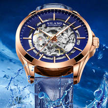 AILANG Transparent Skeleton Dial Mens Watches Top Brand Luxury Blue Leather Automatic Fashion Mechanical Watch Luminous Clock 2024 - buy cheap