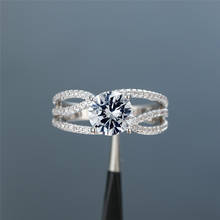 Anel de pedra de zircão branco feminino do vintage na moda cor de prata anel de casamento simples redondo oco anéis de noivado para mulher 2024 - compre barato