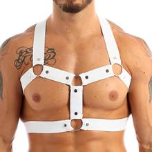 Cinturón de hombro elástico para hombre, cinturón corporal para el pecho musculoso con anillos redondos, tachuelas, ropa de fiesta para discoteca, disfraces, accesorios de correa 2024 - compra barato