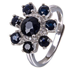 Moda redonda natureza safira anel para mulher prata 925 jóias com pedra preciosa girassol princesa aniversário presente feminino 2024 - compre barato