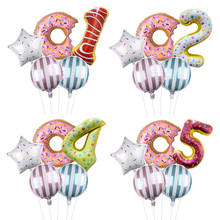 5pcs/lot 32inch Foil Donut Number Balloons with Doughnut Balloon Set Birthday Globos Birthday Party Decorations Kids Baby Shower 2024 - buy cheap