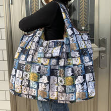 Big Size Thick Nylon Large Tote ECO Reusable Polyester Portable Shoulder Women's Handbags Folding Pouch Shopping Bag Foldable 2024 - buy cheap