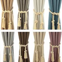 Curtain Buckles Tie Rope Handmade Weaving Cotton Linen Rope Curtain Clips Beige Tiebacks Holder Shower Curtain Rings Home Decor 2024 - buy cheap