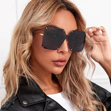 2020 Latest Trends Glasses Women Fashion Square Gradient Clear Shades Black Rimless Sunglasses Woman 2020 Luxury Brand 2024 - buy cheap