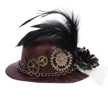 Punk Novelties Steampunk Victorian Mini Top Hat Women Vintage Rock Goth Gears Accessory Bowler Feather Machine Headwear For Girl 2024 - buy cheap