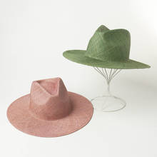 202002-hh7417 новая весенняя Однотонная легкая дышащая цветная из натуральной травы, ручной работы Шляпа Fedora для мужчин и женщин Панама джазовая, шляпа 2024 - купить недорого