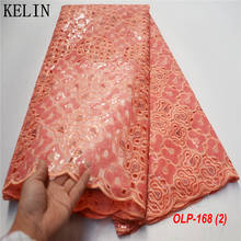Organza Fabric Hot Sale Nigerian Sequins Laces Fabrics High Quality African Lace Fabric Wedding French Net Lace Fabric   OLP-168 2024 - buy cheap
