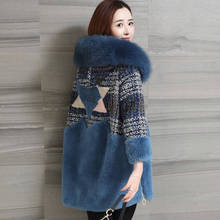 Women 2020 Autumn Winter Faux Sheep Shearing Imitation Lamb Hair Furs Coat Warm Faux Fox Fur Collar Hooded Fur Outerwear G738 2024 - buy cheap