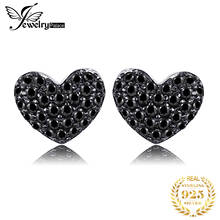 JewelryPalace Love Heart Genuine Black Spinel 925 Sterling Silver Stud Earrings for Women Fashion Statement Gemstone Earrings 2024 - buy cheap