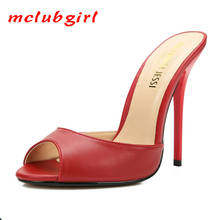 Женские туфли-лодочки на очень высоком каблуке Mclubgirl, красные вечерние туфли-лодочки с открытым носком, модная пикантная обувь, 2020 2024 - купить недорого