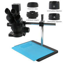 Simul-microscopio estéreo Trinocular con Zoom continuo 3.5X-90X, 1080P, 4K, UHD, 8MP, HDMI, cámara de vídeo, anillo de luz LED 144 2024 - compra barato