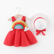 Summer Wholesale Baby Girls Rainbow Cloud Sling Dress with Hat 2021 2024 - buy cheap