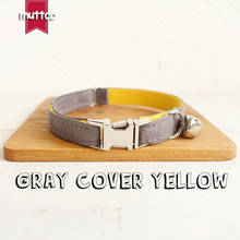 MUTTCO Retailing self-design cat collar GRAY COVER YELLOW handmade poly satin and nylon grey and yellow cat collar UCC026 2024 - buy cheap