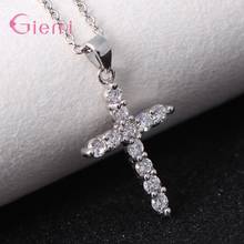 Fashion Simple S925 Sterling Silver Cubic Zirconia Cross Pendant Necklace Women Men Rhinestone Party Jewelry Gift 2024 - buy cheap