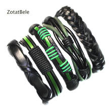 ZotatBele Fashion 5Pcs/Set Bracelets & Bangles mens leather bracelets Pulseira Masculina Jewelry Charm Bileklik Pulseiras F12 2024 - buy cheap