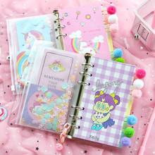 Kawaii Binder Notebook Cute Unicorn Journal A6 Diary Grid Line Agenda 6 Rings Planner Organizer Spiral Note Book School Handbook 2024 - buy cheap