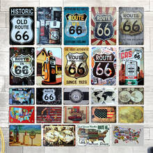 USA Route 66 Metal Sign Plates Garage Signs Vintage Tin Plate Bar Wall Decor Plaque Shabby Chic Poster Painting A876 2024 - buy cheap