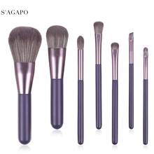 S'AGAPO 7PC Mini Makeup Brush Set Professional Eyeshadow Brush Micro Crystal Silk Hair Foundation Blush Concealer Makeup Brushes 2024 - buy cheap
