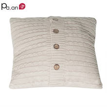 Woolen Pillow Case Beige Knitted Cushion Cover with Decor Buttons Cushions Covers High Quality for Sofa Bedding 45x45cm 2024 - buy cheap