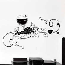 Glass Of Wine Vine Grape Vinyl Wall Decal Home Decor Kitchen Bar Art Mural Wall Stickers Living Room Lounge Decorate P184 2024 - buy cheap