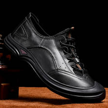 Sapatos masculinos de couro legítimo, calçados casuais respiráveis da moda preta com cadarço, tênis clássico masculino, sapatos a4 mala 2024 - compre barato