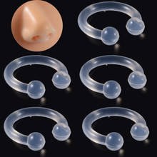 Bioflexo anel de nariz transparente, flexível, cintilação 2mm, ferradura, barra de cartilagem, tragus, joias de piercing corporal 2024 - compre barato