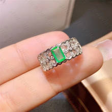 Fine Natural Emerald ring 925 silver lady gift simple birthday present Wedding gift 2024 - buy cheap