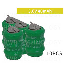 10 unids/lote Original nuevo KX 3,6 V 40mAh Ni-MH pilas de botón recargables paquete Ni-MH con pines envío gratis 2024 - compra barato