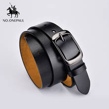 NO.ONEPAUL Women's genuine leather fashion retro belt high quality luxury brand ladies metal double buckle new belt with jeans 2024 - buy cheap