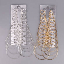 12 Pairs Gold Hoop Earrings Set Big Circle Earring Fashion Jewelry Earrings for Women Girls Steampunk Ear Clip Korean Earrings 2024 - купить недорого