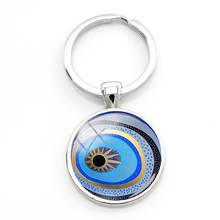 TAFREE Blue Evil Eye Images Classic Keyholder Glass And Metal Handmade Eyes Men Key Rings For Father's Day 2024 - buy cheap