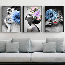 Scandinavian Flower Woman Abstract Poster Canvas Painting Posters and Prints Wall Art Pictures Nordic Modern for Home Decoration 2024 - buy cheap