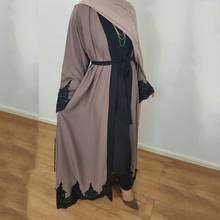 Cárdigan largo de color caqui para mujer, vestido musulmán Abaya, servicio de adoración de Ramadán Eid Mubarak, ropa islámica, vestido de talla grande 2024 - compra barato