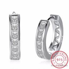 Trendy 925 Sterling Silver Hoop Earrings for Women Sparkling Cubic Zirconia Wedding Jewelry Gift for Girls 2024 - buy cheap