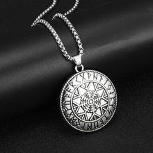EUEAVAN 10pcs Religious Viking Runes Compass Necklace Helm of Awe Pendant Talisman Amulet Jewelry Gift For Men 2024 - buy cheap