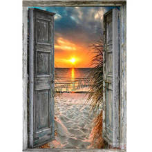 Full Square/round Drill  5D DIY Diamond Painting Door seaside sunset scenery Embroidery cross stitch kit mosaic  wall sticker 2024 - buy cheap