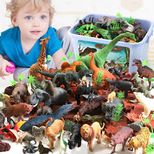 Пластиковая модель динозавра Юрского периода, экшн-фигурки, имитация тираннозавра Рекс, коллекционные игрушки для мальчиков, коробка для хранения, 44 шт./набор 2024 - купить недорого