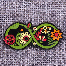 Flower Serpent Enamel Pin Green Snake entwined with flowers brooch 2024 - buy cheap